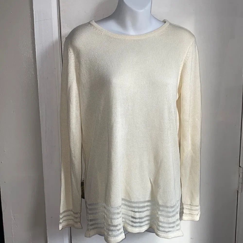 BALLINGER GOLD Ivory Lightweight Knit Sweater-S